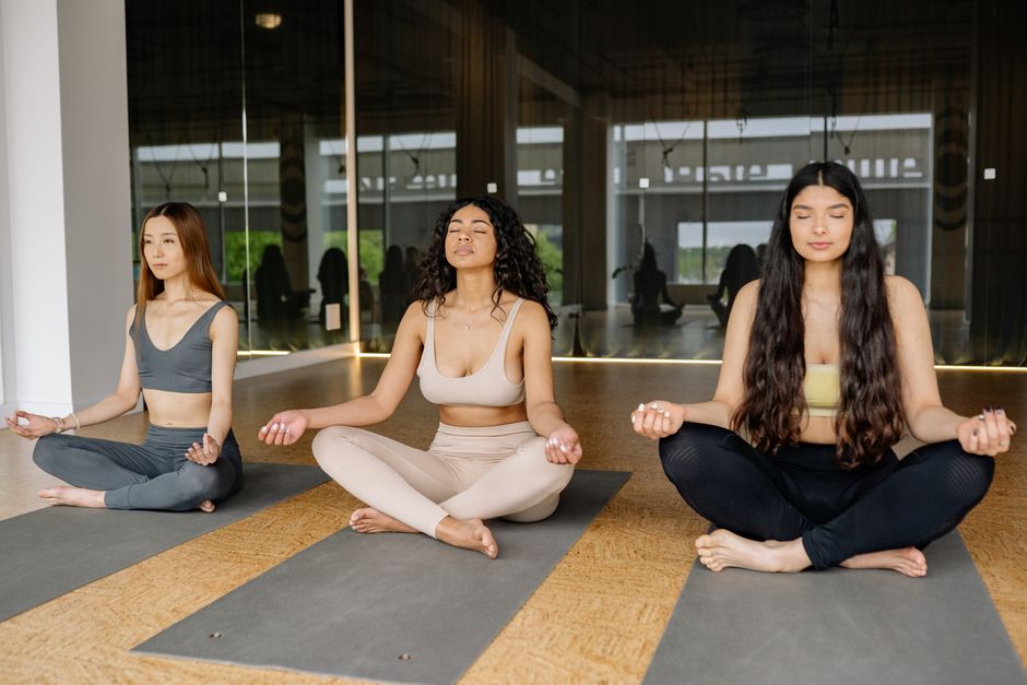 Students seated together in quiet meditation